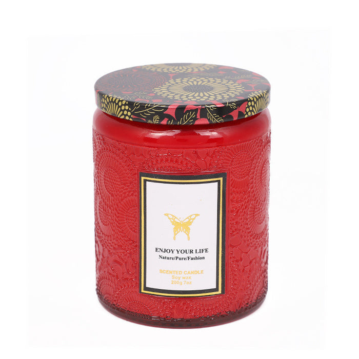 Embossed Glass Handmade Aromatherapy Soy Candles