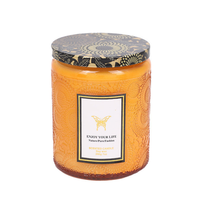 Embossed Glass Handmade Aromatherapy Soy Candles