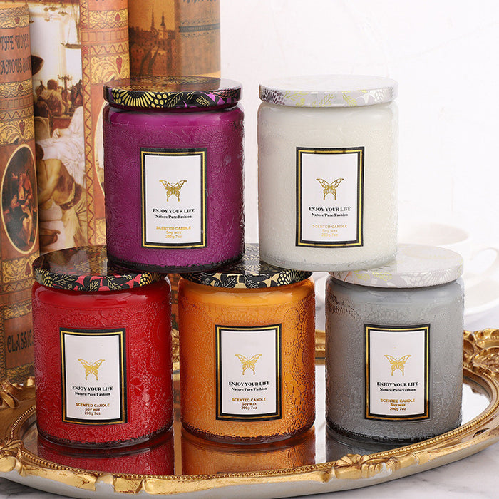 Embossed Glass Handmade Aromatherapy Soy Candles