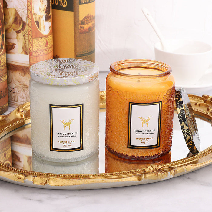 Embossed Glass Handmade Aromatherapy Soy Candles