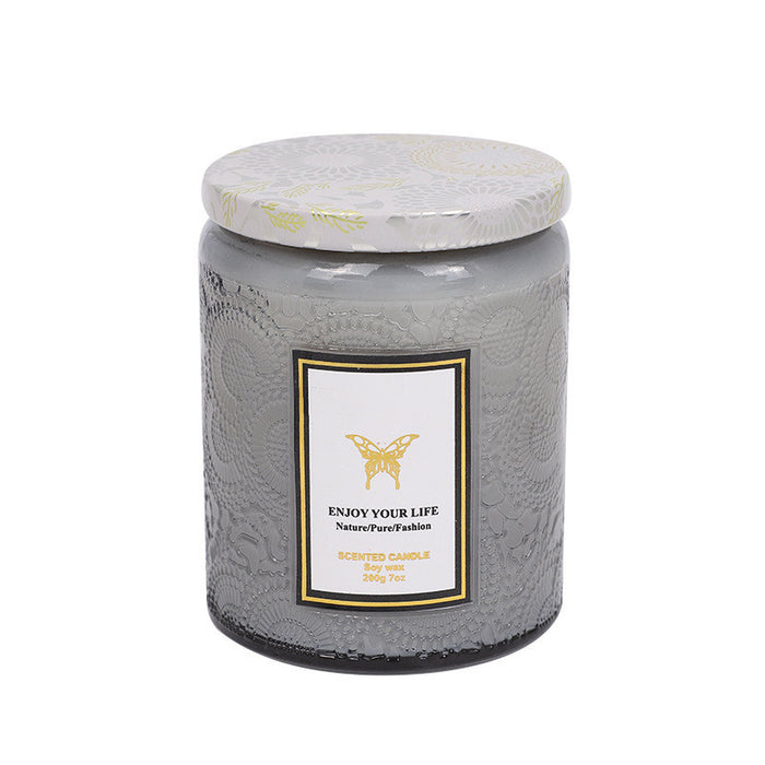 Embossed Glass Handmade Aromatherapy Soy Candles