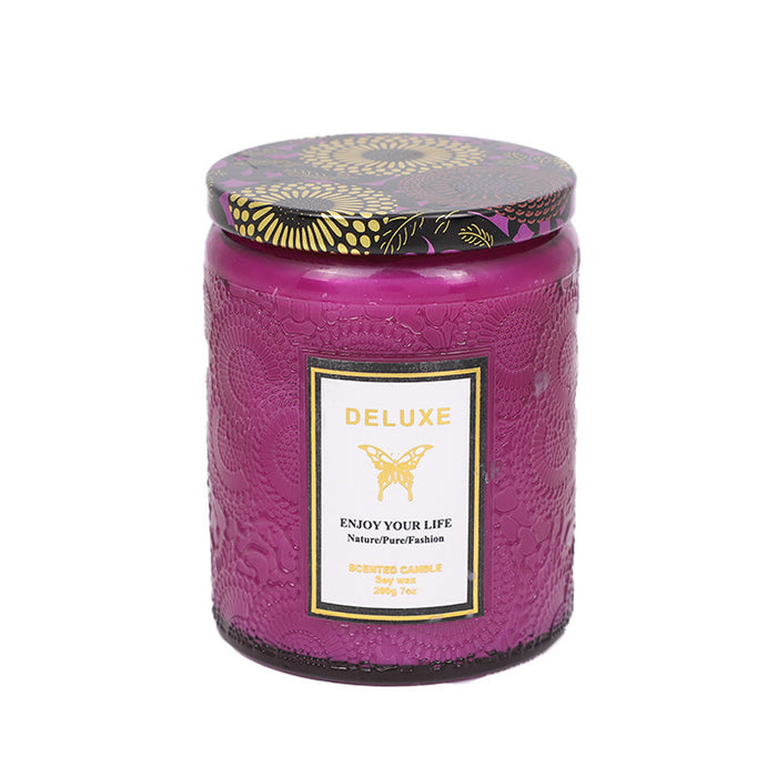 Embossed Glass Handmade Aromatherapy Soy Candles