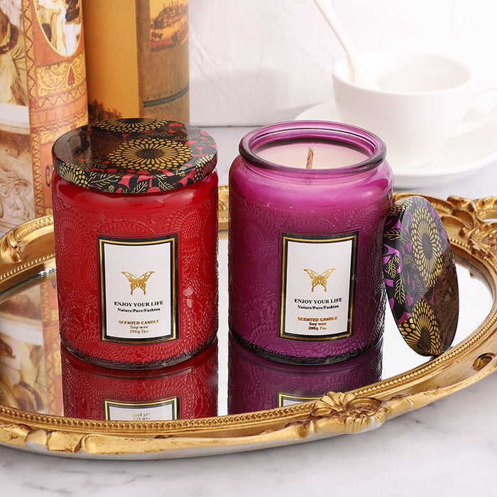 Embossed Glass Handmade Aromatherapy Soy Candles